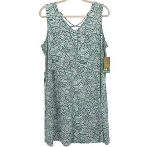 Title Nine Yasumi Dress‎ Nascosta XL Green White Leaf Print Sleeveless Tennis XL